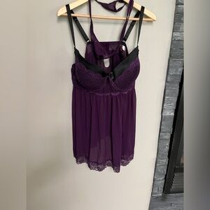 Dream girl New WO Tags Purple and Black Lace Underwire Babydoll Lingerie